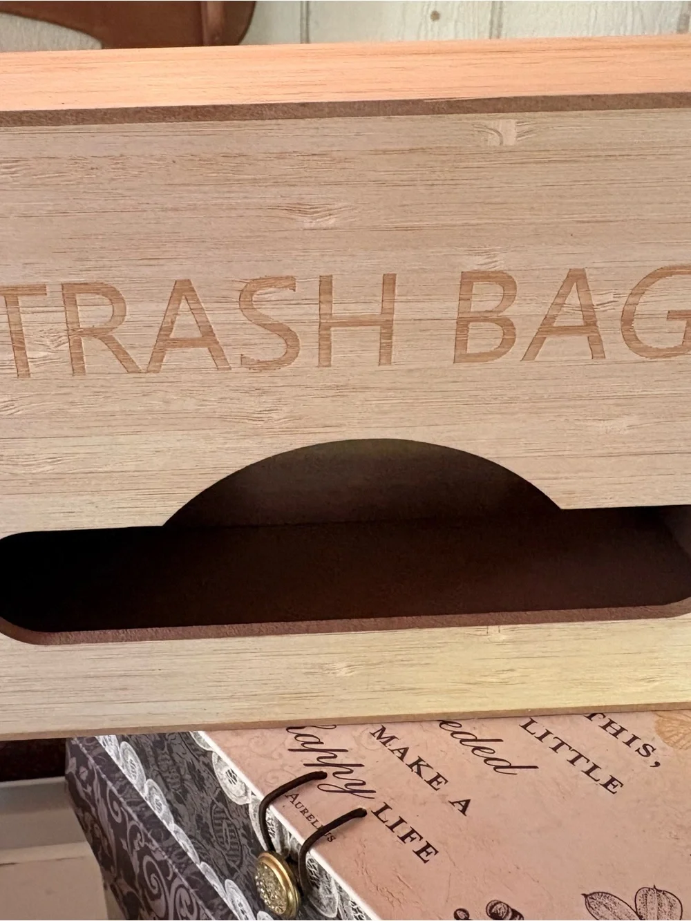 Wooden Trash Bag Dispenser - Natural